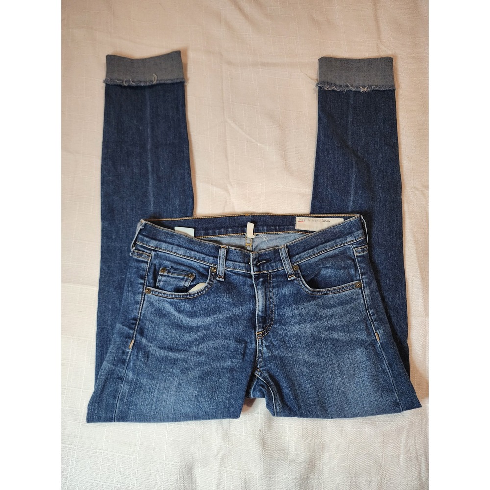 Rag & Bone JEAN Dre Slim Boyfriend Jeans Keiko Wash Blue Denim W1590K510KEI 25